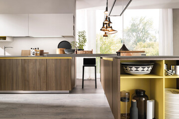 Modern luxury kitchen interior design in minimal style