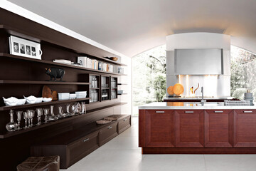 Modern luxury kitchen interior design in minimal style