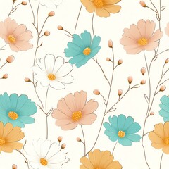 Floral Pattern: Delicate watercolor blossoms in a seamless pattern, a visual symphony of soft pastel hues and graceful lines that dance across the canvas.