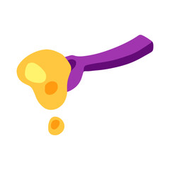 Cartoon Honey Spoon Illustration. Cartoon honey spoon with golden drop of honey. Flat illustration with bright colors, isolated on white background.