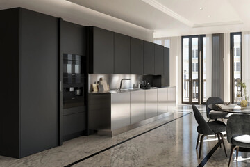 Modern luxury kitchen interior design in minimal style