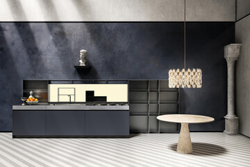 Modern luxury kitchen interior design in minimal style