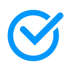Blue checkmark icon PNG in flat style, Flat blue tick mark PNG icon isolated on transparent background  © myselfhafij