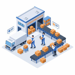 isometric Warehouse Logistics Scene