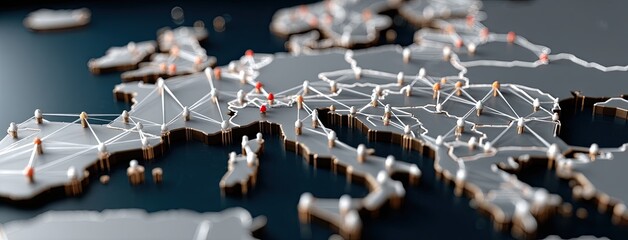 Map highlights connections across Europe, emphasizing digital networking and collaboration in the European Union on a dark blue background