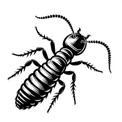 Naklejka premium Black and White Vector of a Termite Silhouette