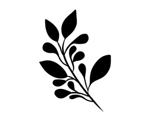 Botanical silhouette elements. Abstract twigs with leaves in various shapes. Simple vector illustration. Suitable for cards, decorations and various designs.
