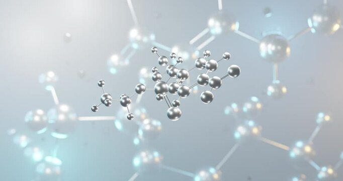 Parathion rotating 3d molecule, molecular structure of insecticide seamless video
