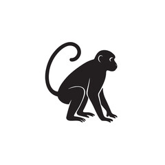 Obraz premium Monkey Silhouette Vector Illustration on White Background for Graphic Use