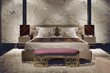 Modern luxury bedroom interior in baroque style