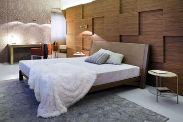 Modern luxury bedroom interior in minimal style