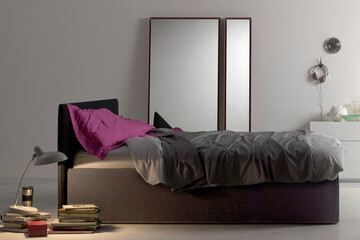 Modern luxury bedroom interior in minimal style