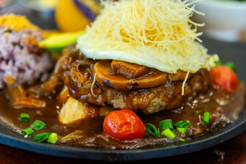 salisbury steak on the dish