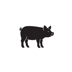 Pig Silhouette Vector Farm Animal Icon for Agriculture and Educational Designs