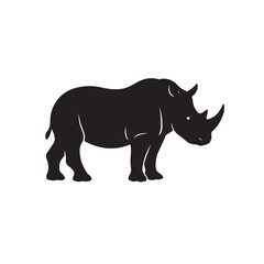 Fototapeta premium Rhinoceros Silhouette Vector Wild Rhino Animal Icon for Safari and Nature Designs