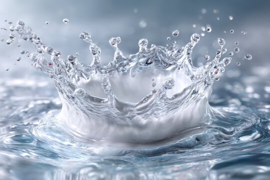 Water splash creates beautiful droplets in a serene environment