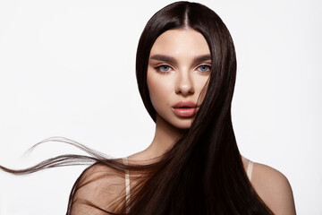 A Beautiful and Elegant Portrait Depicting a Woman with Exquisite Makeup and Intricate Nail Art