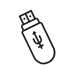 USB Flash Drive Icon with Feminine Symbol Outline Vector Illustration.