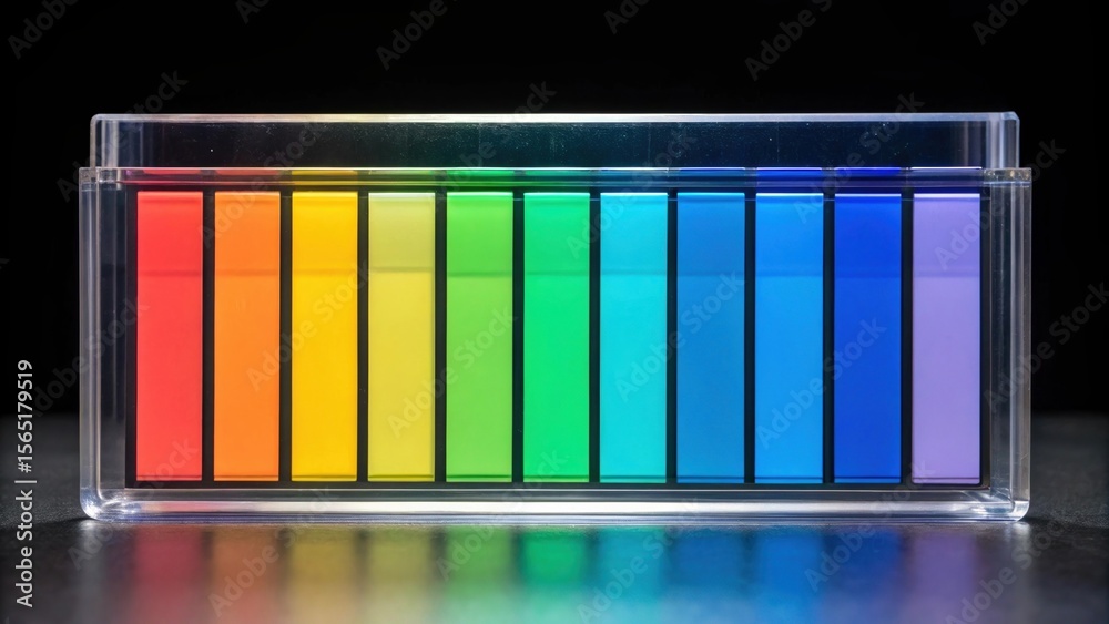 Poster A color gradient display of a water sample showing various pollutants under UV light emphasizing the importance of detecting contaminants in marine environments..
