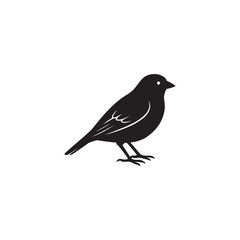 Obraz premium Minimal Sparrow Bird Silhouette Vector Nature Wildlife Black Bird Icon