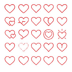red hearts on white background | Set of heart icon