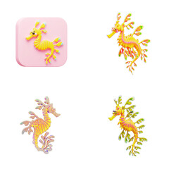 Fototapeta premium Colorful sea horse illustrations with vibrant details on pastel background 