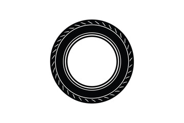 Isolated Black and White Tire Tread Design with Detailed Sidewall in Silhouette Style silhouette