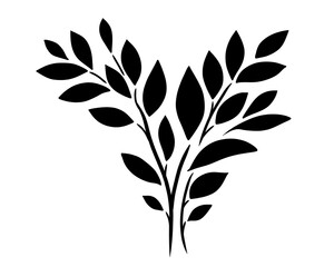 Botanical silhouette elements. Abstract twigs with leaves in various shapes. Simple vector illustration. Suitable for cards, decorations and various designs.

