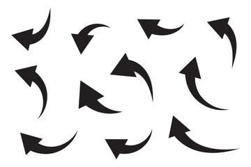 Curved arrow icons. curved arrows set. arrow symbol collection. vector