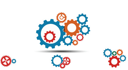 Colorful Interlocking Gears Illustrating Teamwork and Efficiency