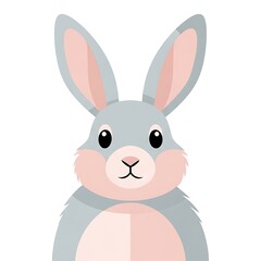 Obraz premium Charming Grey and Pink Bunny Illustration for Whimsical Designs, Adorable Easter Bunny Vector Illustration for Children's Books and Greeting Cards