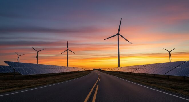 Clean Energy Highway at Dusk