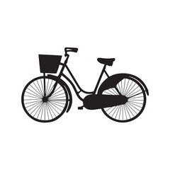 Vintage Bicycle Silhouette with Basket – Classic Bike Icon for Transportation