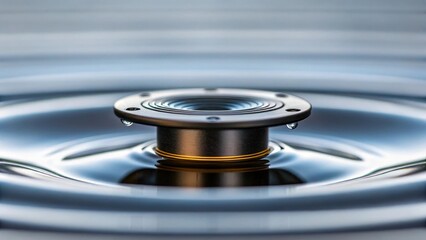 A shallow focus on the hydrophone component of the sensor capturing the delicate diaphragm structure capable of converting sound waves into electrical signals..