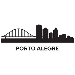 Naklejka premium Porto Alegre skyline horizontal banner. Porto Alegre, Brazil. Vector template for your design. Vector black silhouette. with white background