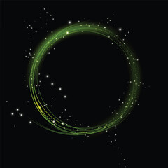 Glowing green circle with neon light and particle energy. A sleek, vibrant PNG overlay with a mystical aura ideal for modern, futuristic, and sci-fi themed transparent visuals