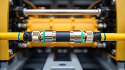 Closeup of a fiberoptic cable connection within a subsea chemical system illustrating the critical communication link between surface and underwater equipment..