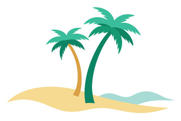 Tropical Paradise Two Palm Trees on a Secluded Beach