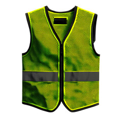 Naklejka premium High visibility neon yellow safety vest with reflective strips isolated on transparent background