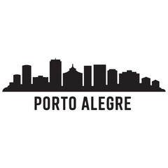 Naklejka premium Porto Alegre skyline horizontal banner. Porto Alegre, Brazil. Vector template for your design. Vector black silhouette. with white background