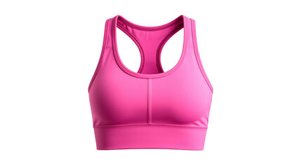Close-up of a pink sports bra on a transparent background, perfect for showcasing fitness apparel designs