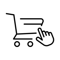Shopping cart with mouse cursor click icon