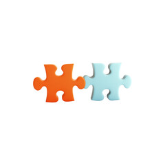 Obraz premium Two interlocking red and blue puzzle pieces connected together isolated on white background