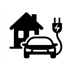 Obraz premium Home electric vehicle charging icon, Ev charging station point, Modern illustration style