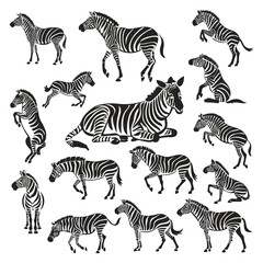 Zebra Silhouette Vector Set &ndash; Safari Animal Clipart Collection