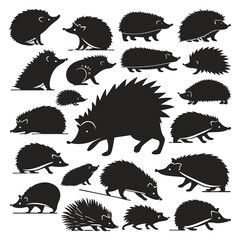 Hedgehog Silhouette Vector Set – Cute Hedgehog Clipart Collection