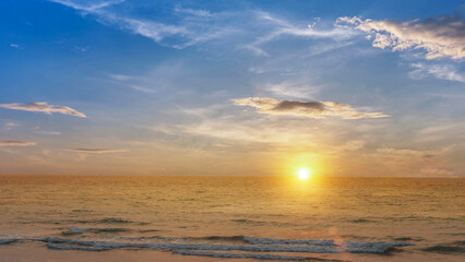 Ocean wave and sunset, Nature background