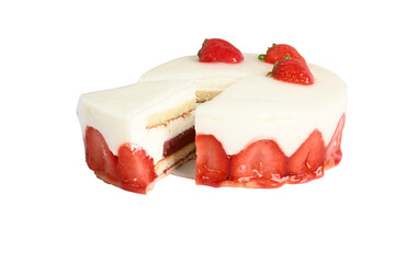 Strawberry Cake cut out isolated transparent background