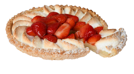 Strawberry Pie Cake cut out isolated transparent background