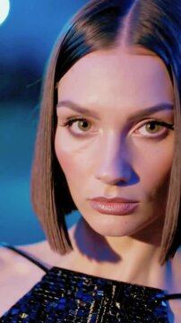 4K UHD Close-Up Video of a Model Looking Directly Into the Camera With an Intense Look
